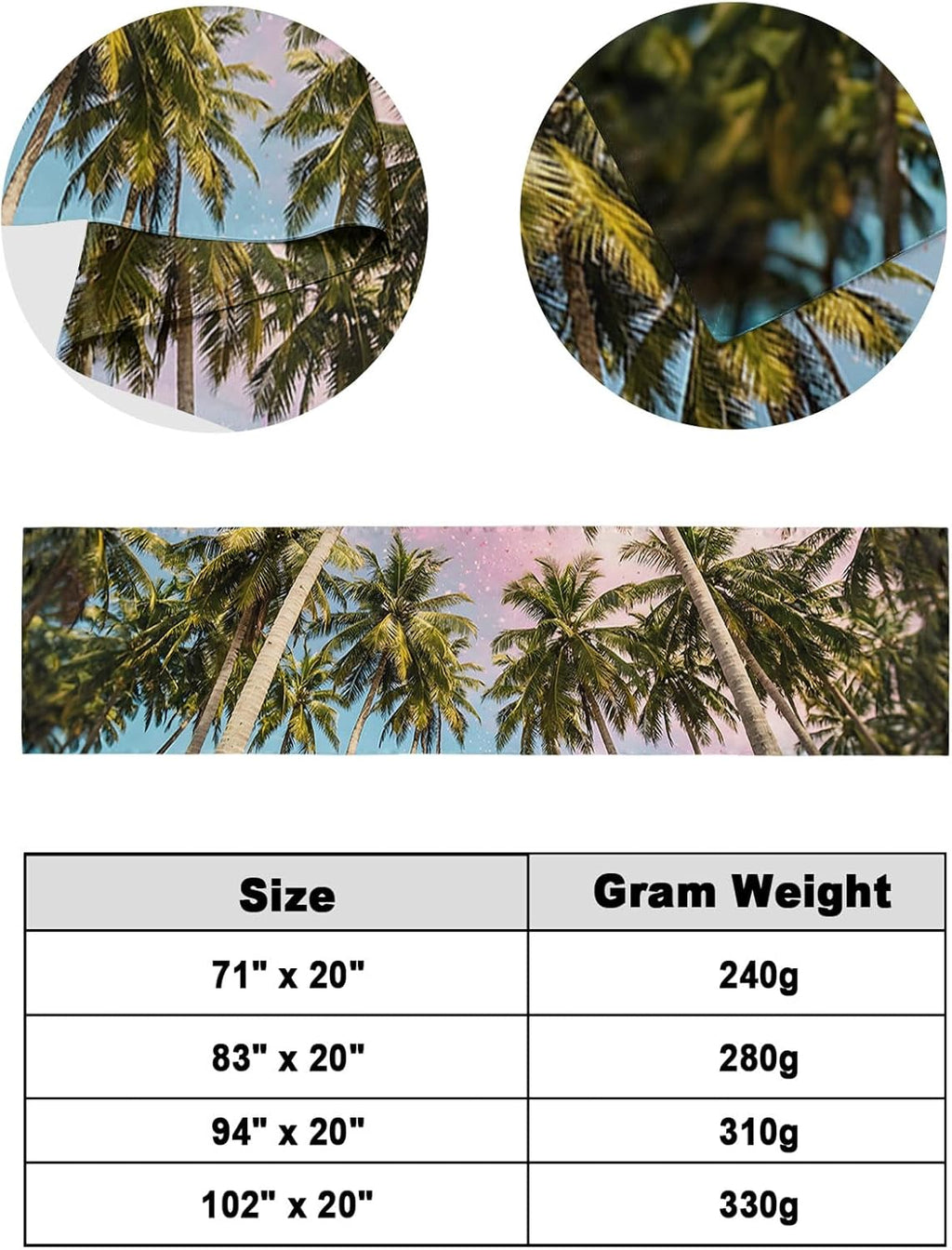 Green Coconut Trees Bed Runners for Queen Size Bed, Decorative Bed Throws for Foot of Bed, Coastal Tropical Plants Pink Blue Bed Runner Sofa Throw Bedding Scarf Protector Slipcover for Bedroom/Hotel