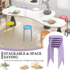 VECELO 6-Piece Stacking Stools, 17.7 Inch Standard Height, Portable Stackable Colorful Decoration Stools for School Classroom and Office Use, Purple