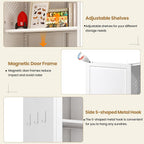 Kitchen Pantry Storage Cabinet, 34" H Storage Cabinet with Doors and Adjustable Shelves, Small Cupboard with Round Handles, Metal Kitchen Cabinet for Dining Room, Living Room, White