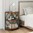 Giantex Half Round End Table - 3-Tier Narrow Sofa Side Table w/Study Metal Frame & Storage Shelves, Half Moon Circle Bedside Night Stand for Living Room Bedroom Small Spaces (Rustic Brown,1)