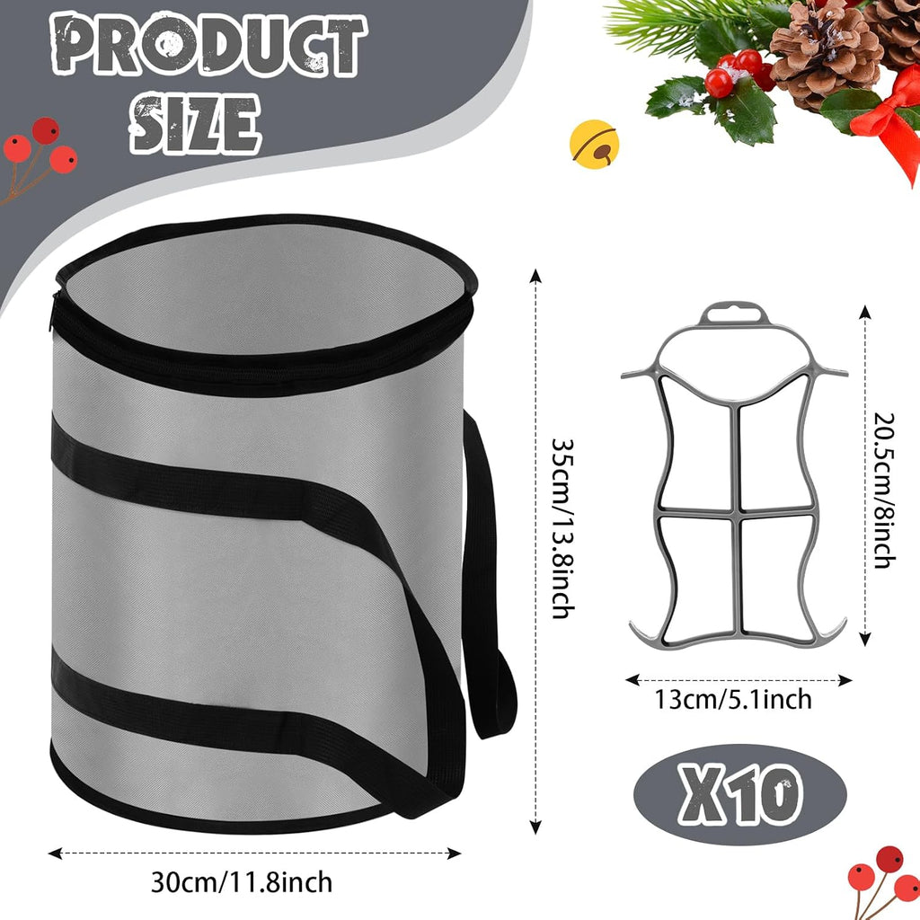 Shihanee 10 Pcs Christmas Holiday String Lights Storage Organizer and 1 Storage Bag Containers Light Cord Rope Reel Organizer Wraps(Gray)