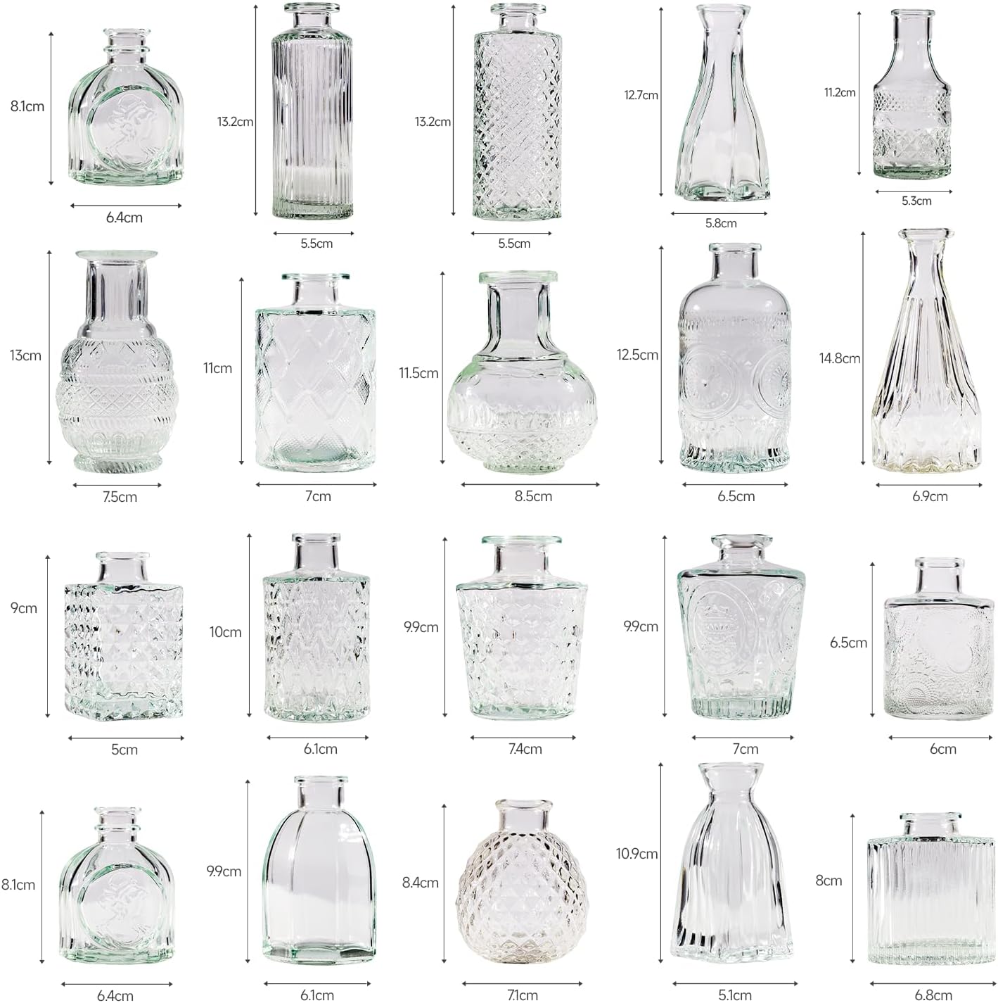 80 Pcs Bud Vase Set, Vases for Centerpieces, Cute Glass Bud Vases in Bulk, Small Vases for Flowers, Clear Vase Set for Wedding Decorations, Home Table Flower Décor