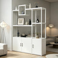 Room Divider with Shelves, Modern Open Shelf Storage Cabinet, Privacy Screens Room Partition Cabinet with Storage Shelf, Suitable for Home or Office Decoration (White, 140cm/55.1in)