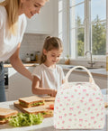 BTOOP Lunch Box for Women Men Cute Corduroy Lunch Bags Large Capacity Insulated Lunch Tote Bag For Work Travel Or Picnic (Pink Bow Floral-1)