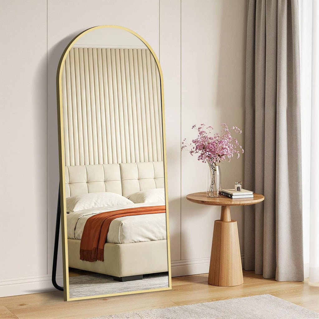 65"×21" Floor Length Mirror, Full Body Standing Mirror, Shatter-Resistant Glass & Slim Alloy Frame, Freestanding/Leaning/Wall Mount for Bedroom, Living Room & Entryway, Gold
