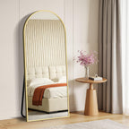 65"×21" Floor Length Mirror, Full Body Standing Mirror, Shatter-Resistant Glass & Slim Alloy Frame, Freestanding/Leaning/Wall Mount for Bedroom, Living Room & Entryway, Gold