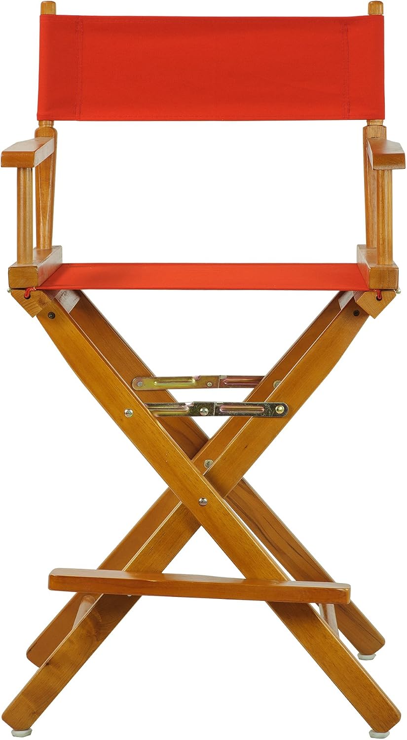 Casual Home 24" Director's Chair Honey Oak Frame-with Red Canvas, Counter Height