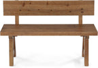 LITTLE TREE Solid Wood Bench with Back, 47-Inch Long Farmhouse Wooden Indoor Window Bench Seat for Entryway, Mudroom, Living Room, Easy Assembly, Rustic Brown