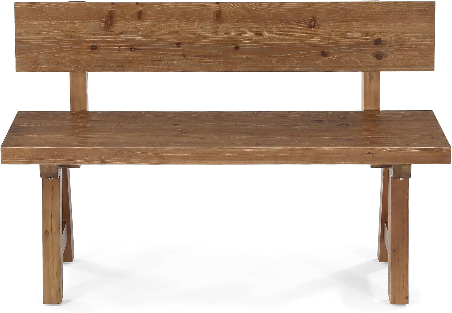 LITTLE TREE Solid Wood Bench with Back, 47-Inch Long Farmhouse Wooden Indoor Window Bench Seat for Entryway, Mudroom, Living Room, Easy Assembly, Rustic Brown