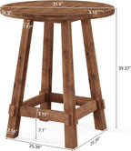 Solid Wood Bar Table, 39.4" High Round Bar Height Table, Farmhouse High Top Pub Bistro Tables, Small Space Cocktail Tables for Kitchen, Living Room, Brown (Table Only)