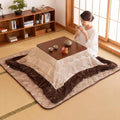 Kotatsu Heating Table Set 80/120cm Japanese-Style Stove Futon Set Kotatsu Heating Table 4-piece Set for Living Room in Winter Living Room Square Kotatsu Table (Khaki-B, 80 * 120 * 40cm)