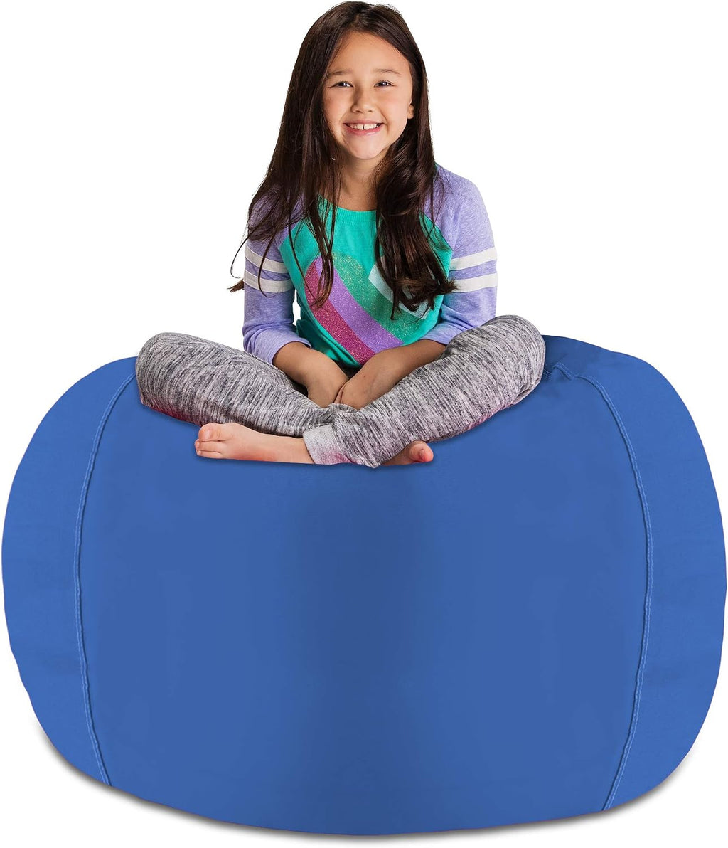 Posh Stuffable Kids Stuffed Animal Storage Bean Bag Chair Cover - Childrens Toy Organizer, X-Large 48" - Solid Royal Blue