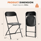 Sweetcrispy Folding Chair 10 Pack, Plastic Foldable Chairs with 330-Pound Capacity, Sturdy Metal Portable Chair, Easy to Use and Store, Outdoor and Indoor, for Home, Office, Party, Comfy, Black