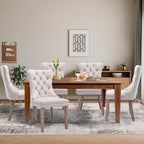 SoarFlash 5 Piece Extendable Dining Table Set for 4-8 Person, Wooden Dining Room Table with 4 Chairs for Gatherings, Meeting for Small Kitchens, Dining Office Areas(Beige/Brown)