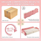 Karl home Kids Couch 12PCS, Modular Kids Play Couch, Indoor Multifunctional Foam Toddler Sofa with Flower Shape, Sectional Convertible Sofa Imaginative Furniture Play Set for Playroom, Pink & White
