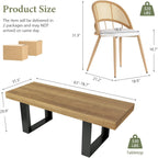 STHOUYN 63"-79" Farmhouse Wood Extendable Dining Room Table Set with 4 Upholstered Chairs, Rectangular Expandable Retractable Kitchen Table and Chairs Set of 6 (63"-79" Brown Table + 4 White Chairs)