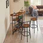 Oval Bar Table with Wood Counter Top and Wine Rack Storage Bar Cabinet for Dining Room Brown Metal Frame Coffee Bar Stand for Home