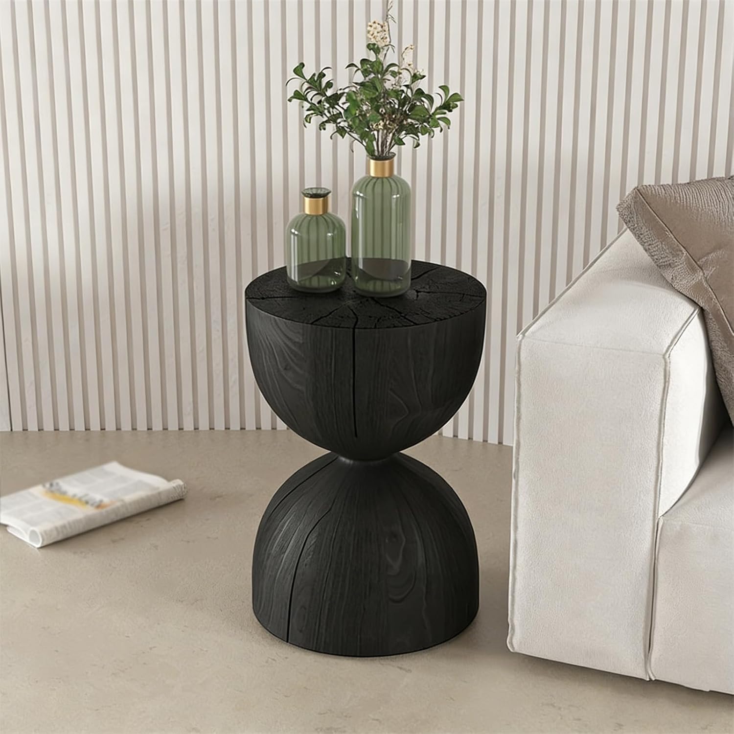 Solid Wood Small Side Table, Accent Table Freeform Natural Plant Stand Coffee Table Pedestal Display Stand Accent Stool for Living Room Bedroom Entryway Office Home Decor,A