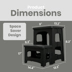 2 Step Folding Stool Non Slip Foldable Step Stool 8 and 17 Inch Dual Height330 lb Capacity Portable Foot Stool for Kitchen Bathroom Black