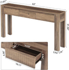 LITTLE TREE 63 Inches Long Console Table with 3 Drawers, Brown Sofa Table Behind Couch for Living Room, Wooden Hallway Foyer Entry Table for Entrance