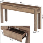 LITTLE TREE 63 Inches Long Console Table with 3 Drawers, Brown Sofa Table Behind Couch for Living Room, Wooden Hallway Foyer Entry Table for Entrance