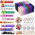Dufvrpe Cheer Pins Kit with 100pcs 2.8" Clips - 80 Mini Bows, 12 Cheer Ducks, 416 Letters & 35 Decorations for Cheerleaders, Volleyball Teams | Spirit Clips with Glue & Tools