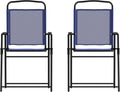 Flash Furniture Mystic Folding Patio Sling Chairs, Outdoor Textilene Lawn Chairs with Armrests, Set of 2, Navy