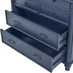 Freestanding 77.3" Tall Storage Cabinet, Wooden Pantry，Blue | Retro Large Kitchen Pantry, 2 Adjustable Shelves, 5 Drawers, 6 Door Shelves