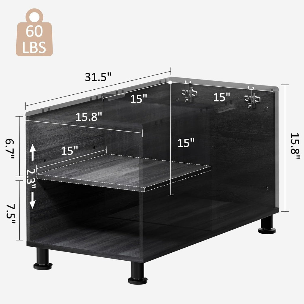 Rreyet End Table with 2 Open Storage Space & 15" Large Cube Storage, Adjustable Shelf, Modern Nightstand, Minimalist Sofa Side Table for Living Room, Bedroom, Office (2, Black)