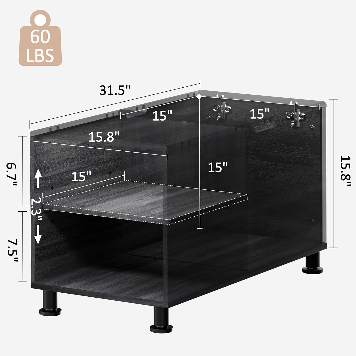 Rreyet End Table with 2 Open Storage Space & 15" Large Cube Storage, Adjustable Shelf, Modern Nightstand, Minimalist Sofa Side Table for Living Room, Bedroom, Office (2, Black)