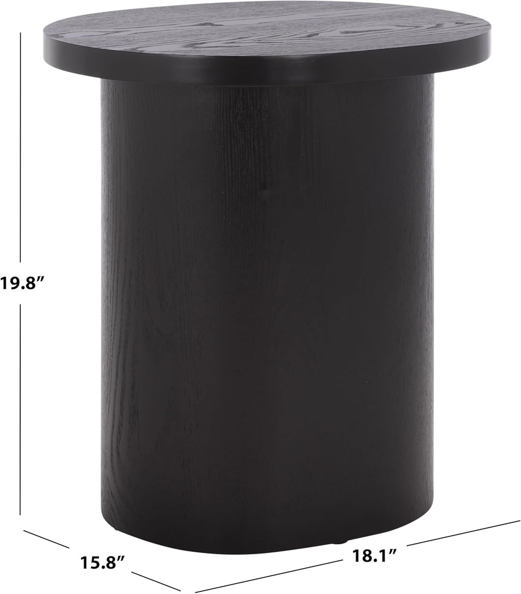 SAFAVIEH Home Collection - Ekon Round Pedestal End Table, Modern Black Finish, Fully Assembled (ACC2301A)