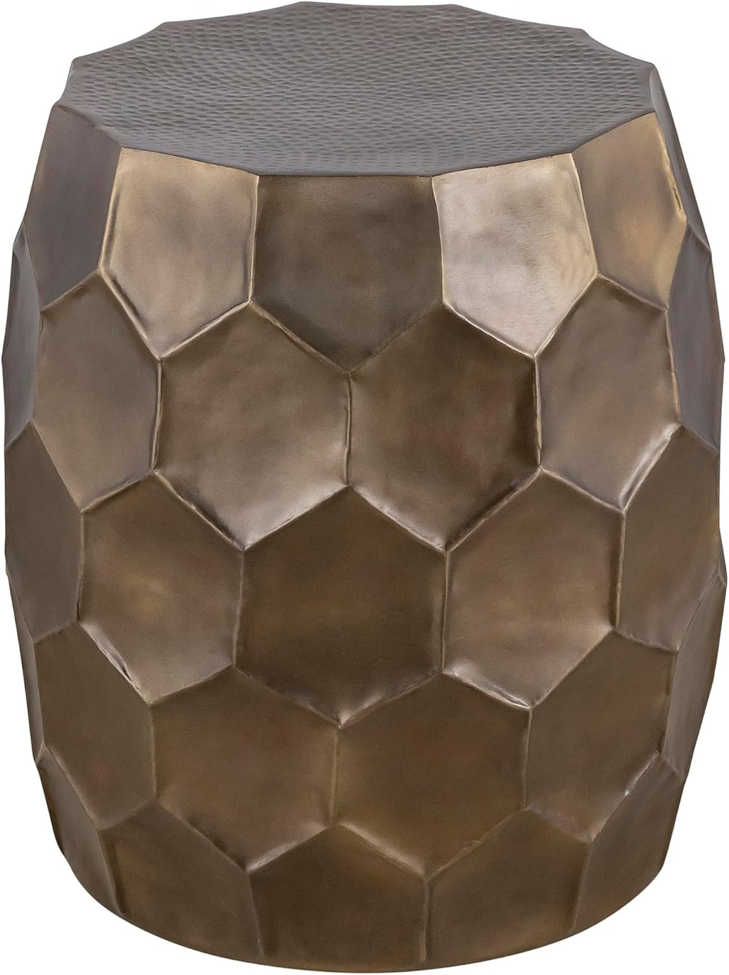 Modern Contemporary Aluminum Material 21" Height End Table, Side Table with Glossy Diamond-Patterned Base Gold