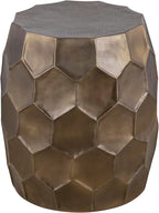 Modern Contemporary Aluminum Material 21" Height End Table, Side Table with Glossy Diamond-Patterned Base Gold