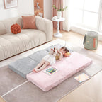 Foldable Floor Mattress for Kids, Toddler Washable Tri Folding Floor Nap Mat for Sleeping Daycare, Child Trifold Futon Sofa Bed with Storage Bag for Girls and Boys