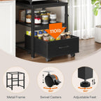 HOOBRO Mini Fridge Stand with Storage Basket, Height-Adjustable Mini Fridge Cabinet, Mini Fridge Stand with Wheels and Adjustable Feet, for Kitchen, Living Room, Black BB455BX01