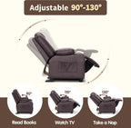 MCombo Big Kids Recliner for Ages 3+, Child Reclining Chair, Toddlers Recliner Sofa with Cup Holders, Faux Leather, 7322(Dark Brown)