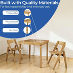 Stakmore Juvenile Children's Folding 3 Piece Natural Wooden Table and Chair Furniture Set with No Pinch Points for Kids Ages 3 and Up (3-Piece Set)