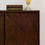LKTART Mid Century Modern Sideboard Buffet Storage Cabinet with Doors and Shelves,Wood Coffee Bar Storage Cabinets for Kitchen, Dining Room, Living Room-Dark Walnut