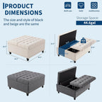 Garvee 36'' Large Square Storage Ottoman, Lift Top Storage Ottoman Coffee Table with Tufted Upholstery and Wood Legs, Ottoman with Storage for Living Room, Bedroom, 44.6 Gallon, 300 Lbs, Gray