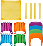 ZENY Kids Plastic Table and 4 Chairs Set, Multicolor Play Room Furniture for Reading, Train, Art, Crafts, Play