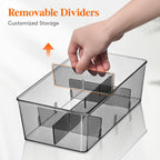 Lifewit Tea Bag Organizer with lids, Plastic Teabag Box with 16 Compartments, Stackable Divided Storage Containers for Cabinet, Pantry, Countertop, Sugar Packets, Black, 29 cm/11.5 inch L, 2 Pack