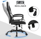 Gaming Chair Massage Office with Lumbar Support Headrest, Ergonomic Desk Padded Armrest, PC Racing Style Computer Chair, Modern Rolling Swivel White, 19.3 x 18.1 45.7 inches