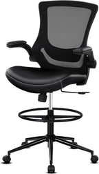 Misolant Tall Office Chair for Standing Desk, Drafting Chair with Footrest Ring, PU Leather Recline High Office Tall Desk Chair with Adjustable Lumbar Support
