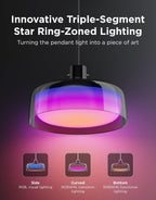 Govee Pendant Light for Kitchen Island, Three-Layer RGBIC Smart Lighting, Matter Compatible, 1300LM 2700K-6500K Dimmable Black Hanging Light Fixture Works with Alexa, Adjustable Height for Dining Room