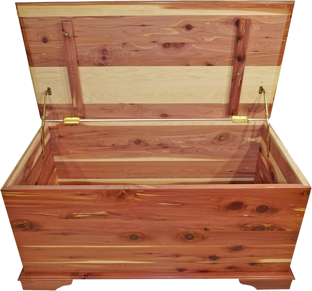 DutchCrafters Rustic Solid Wood Natural Wooden Cedar Chest, Aromatic Cedar Scent - Linen Blanket Storage Chest, Clothes Storage Trunk, End of Bed Storage Bench - Amish Made in USA (36" Width)