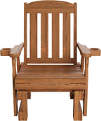 Amish Casual Heavy Duty 600 Lb Mission High Back Treated Glider Chair with Cupholders (Oak Stain)