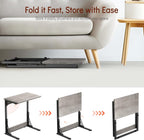 Tatub 24" TV Tray Table Set of 4, Folding C Shaped End Table, Small Sofa Side Laptop Desk for Living Room, Bedroom, Ivory White