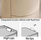 Wooden Nightstand Modern End Table,Round Side Tables with 2 Drawers Bedside Cabinet Accent Tea Tables,No Handle Design Storage Cabinet for Living Room Bedroom Office(White,15.7in/40cm)