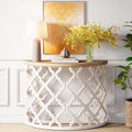 karlott Half Moon Console Table, 43.3" Solid Wood Veneer Tabletop Farmhouse Halfmoon Entryway Table, Painted, Sofa Behind the Couch Table, Half Circle Table for Living Room, Hallway, Easy Assembly