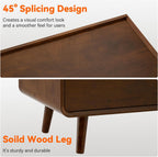 25.43" Nightstands Set of 2 with Leg Walnut Night Stand Set 2 for Bedrooms | Mid Century Modern Nightstands with Charger Station Wooden Bedside Table Set of 2 Night Stands for Bedrooms Set of 2
